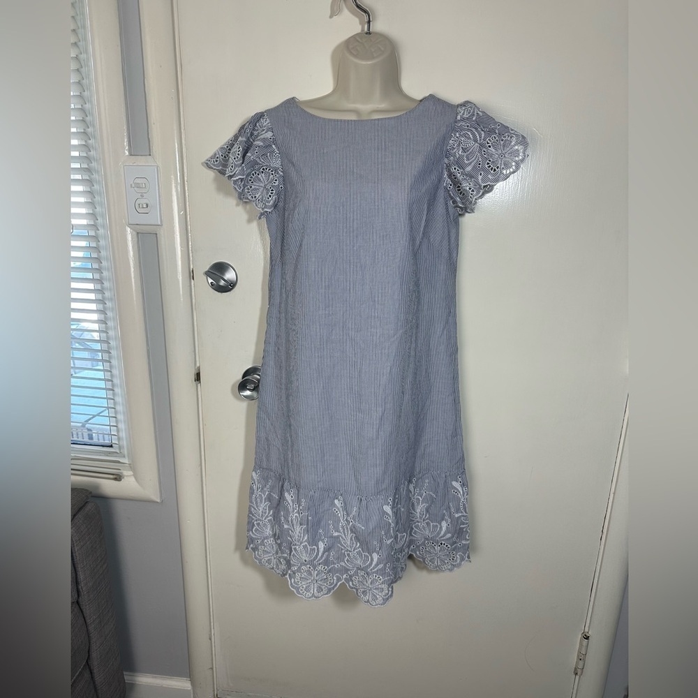 Ralph Lauren Light Blue Lace-Trim Shift Dress